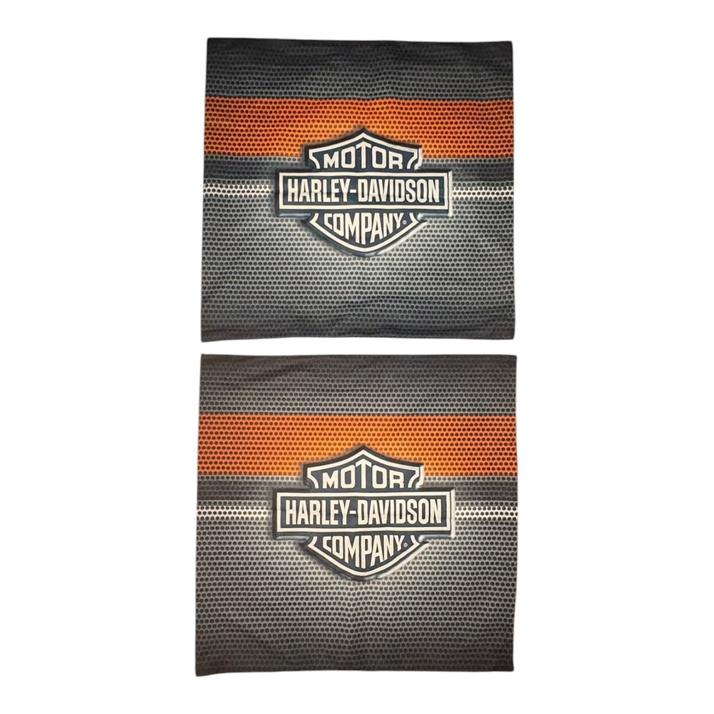 Pair of Harley Davidson Logo Throw Pillow Covers with Zip Enclosure 19" x 19"